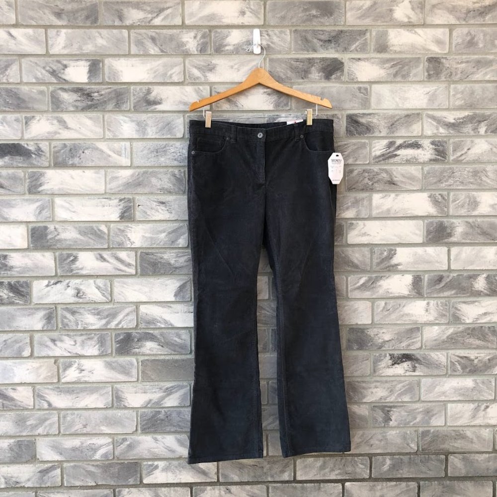 NEW Liz Claiborne Corduroy Bootcut Secretly Slender Gray Pants 12